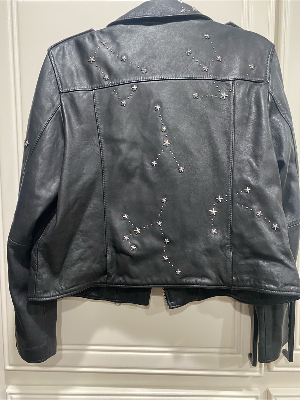 all saints leather balfern stela star studded moto jacket biker us 12 - Picture 12 of 14